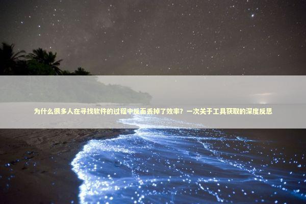 为什么很多人在寻找软件的过程中反而丢掉了效率？一次关于工具获取的深度反思 IT技术